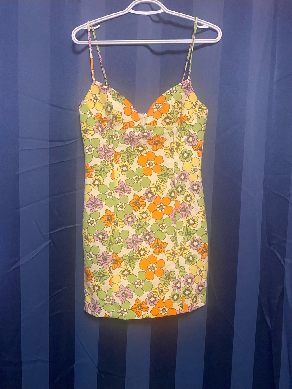 Zara Yellow Orange Green Floral Slip Dress